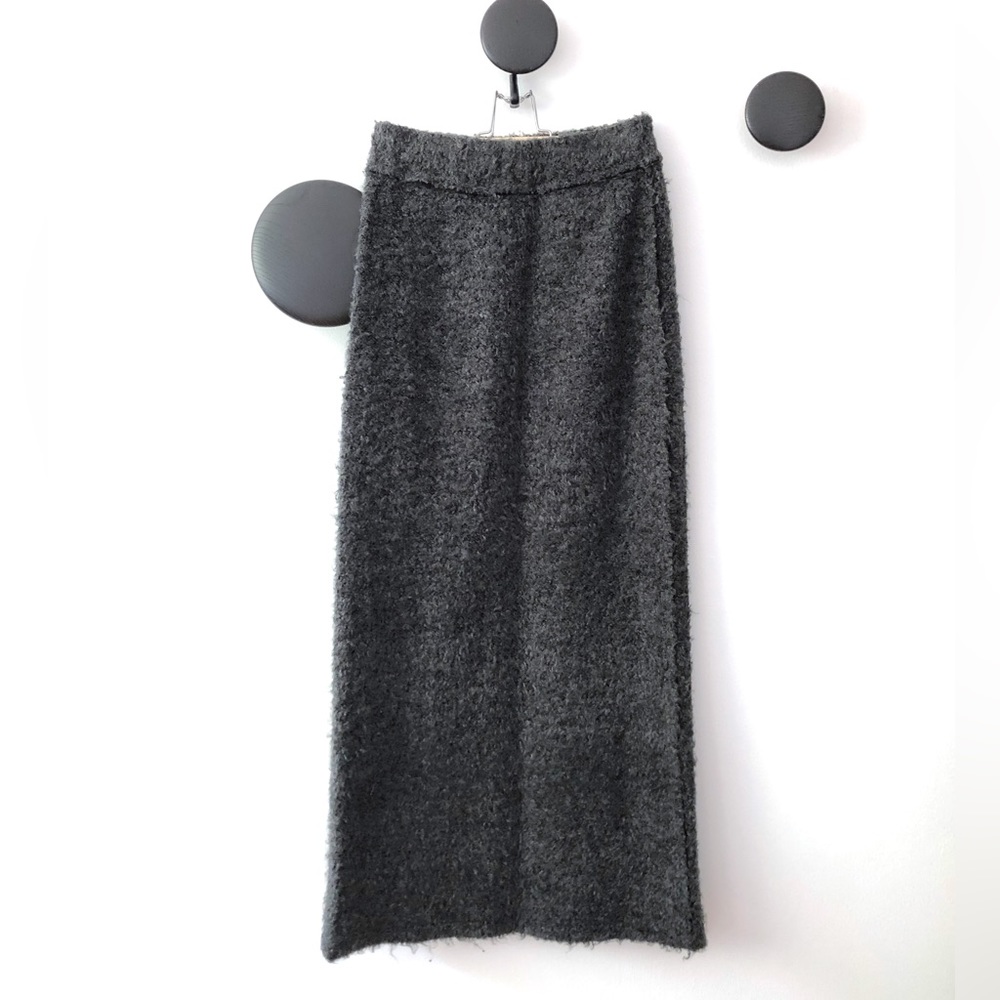Erin Kleinberg long textured wool skirt.
